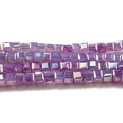 Medium Orchid Baking Painted Glass Beads Strands, Imitation Jaed, AB Color, Faceted, Cube, Medium Orchid, 2.5x2.5x2.5mm, Hole: 0.8mm, about 191~193pcs/strand, 18.11~18.50 inch(46~47cm)