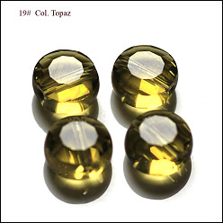 Olive Imitation Austrian Crystal Beads, Grade AAA, Faceted, Flat Round, Olive, 6x3.5mm, Hole: 0.7~0.9mm