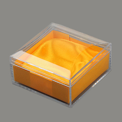 Gold Plastic Jewelry Boxes, with Cloth, Square, Gold, 95x95x54mm