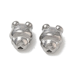 Stainless Steel Color 304 Stainless Steel Beads, Bear, Stainless Steel Color, 8x6.5x5.5mm, Hole: 1.3mm