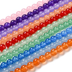 Mixed Color Natural Gemstone Beads Strands, White Jade, Dyed, Round, Mixed Color, 6mm, Hole: 0.5mm, about 66pcs/strand, 15.5 inch