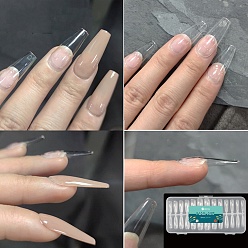 Clear 240Pcs 12 Size Trapezoid Plastic False Nail Tips, Full Cover Press On False Nails, Nail Art Detachable Manicure, for Practice Manicure Nail Art Decoration Accessories, Clear, 21.62~29.11x7.43~13.33mm, 20Pcs/size