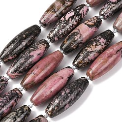 Родонит Природные родонит бисер нитей, рис, 40.5~41.5x14~14.5 мм, отверстие : 1.2 мм, около 9 шт / нитка, 15.20''~15.55'' (38.6~39.5 см)