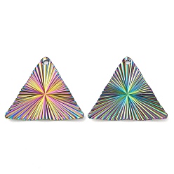 Rainbow Color Pendentifs en acier inoxydable, charme triangulaire, couleur arc en ciel, 304mm, Trou: 24.5x27.5x2mm