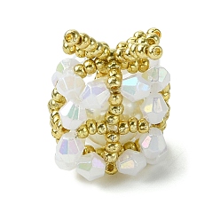 Белый Рождественские бусины бисерные подвески, подвески для подарочных коробок, белые, 22x16x16 мм