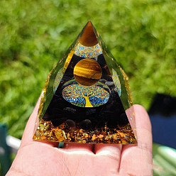 Black Resin Pyramid Tower Ornaments, for Home Office Desktop Decoration Good Lucky Gift , Black, 60x60x60mm
