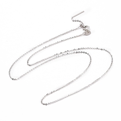 Platinum Rhodium Plated 925 Sterling Silver Beadable Necklaces, Cable Chains Necklace for Women, Platinum, 17.72 inch(45cm)