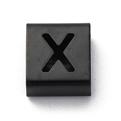 Letter X Ионное покрытие (ip) 304 квадратные подвески-слайдеры из нержавеющей стали, чёрные, Письмо X, 9x8x4 мм, отверстие : 3.5x8.5 мм