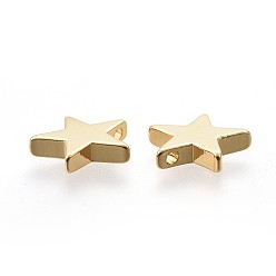 Real 18K Gold Plated Brass Charms, Long-Lasting Plated, Star, Real 18K Gold Plated, 11.5x12x2.5mm, Hole: 1.2mm