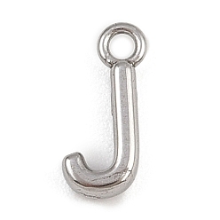 Letter J 304 Edelstahl Reize, Gestell, langlebig überzogen, Platin Farbe, Buchstaben j, 9x4x2 mm, Bohrung: 1.2 mm