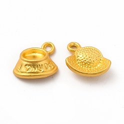 Matte Gold Color Rack Plating Alloy Pendant Rhinestone Settings, Hat with I Love My Dog, Matte Gold Color, Tray: 4x5.5mm, 11x12.4x4mm, Hole: 1.5mm