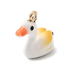 Желтый Подвески из эмали и сплава, лебедь прелести, долговечный, золотые, желтые, 16x13x8 мм, отверстие : 1.5 мм