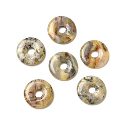 Crazy Agate Natural Crazy Agate Pendants, Donut/Pi Disc Charm, 29.5x5.5mm, Hole: 8.3mm