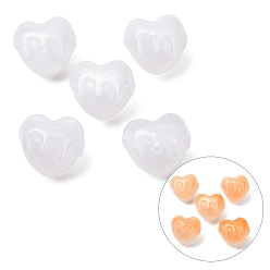 White Resin UV Reactive Beads, Color Changing Beads, Melting Heart, White, 15.5x18x15.5mm, Hole: 2mm