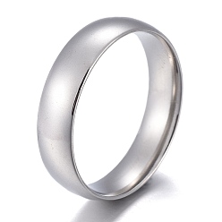 Stainless Steel Color 304 Stainless Steel Flat Plain Band Rings, Stainless Steel Color, Size 5~12, Inner Diameter: 15~22mm, 6mm
