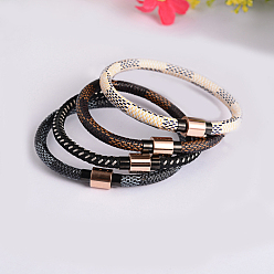 Mixed Color PU Leather Cord Bracelets, with Stainless Steel Magnetic Clasps, Mixed Color, 210mm