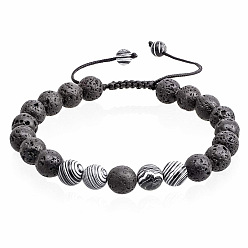 Style-03 Adjustable Lava Stone Braided Couple Bracelet with 8mm Turquoise Gemstone - Energy Boosting Jewelry