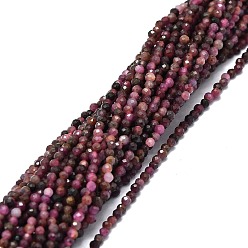 Ruby Natural Ruby Beads Strands, Faceted, Round, 2mm, Hole: 0.5mm, about 215pcs/strand, 15.94''(40.5cm)