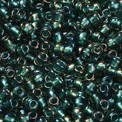 (270) Inside Color Crystal/Prairie Green Lined Тохо 6/0 круглые бусины, японский бисер, (270) внутри цветной кристалл / зеленый прерии на подкладке, 4 мм, отверстие : 1.5 мм, Около 840 шт / 50 г