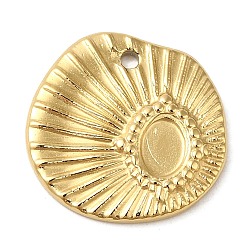 Real 14K Gold Plated 304 Stainless Steel Pendant Cabochon Settings, Shell Charm, Real 14K Gold Plated, Tray: 4.5x3mm, 15x15x1.8mm, Hole: 1.2mm