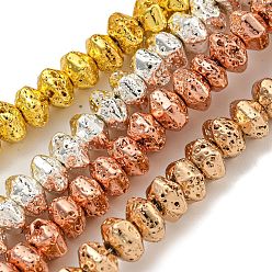 (52) Непрозрачная лаванда Гальванические бусины из натуральной лавы, шестиугольник, разноцветные, 6.5x5.5x4 мм, отверстие : 1 мм, около 106 шт / нитка, 15.75'' (40 см)