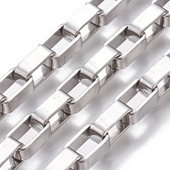 Stainless Steel Color 201 Stainless Steel Box Chains, Unwelded, Stainless Steel Color, 10x6x4mm