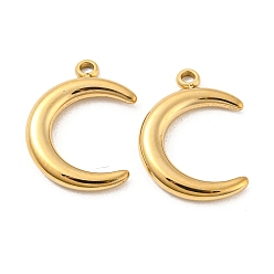 Real 14K Gold Plated 304 Stainless Steel Pendants, Double Horn/Crescent Moon Charm, Real 14K Gold Plated, 17.5x13x2mm, Hole: 1.6mm