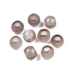 Серый агат Природного серого агата бисера, бусины с большим отверстием, рондель, 10~10.5x7.5~9 мм, отверстие : 5 мм