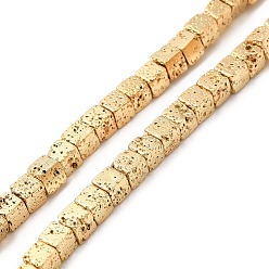 Light Gold Plated Natural Lava Rock Beads Strands, Cube, Light Gold Plated, 4.5~4.7x4.5~4.7x4.5~4.7mm, Hole: 1mm, about 90~92pcs/strand, 17.32''(44cm)