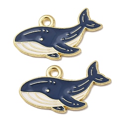 Whale Подвески из морского сплава с эмалью, золотые, прелести кита, 14x26x1 мм, отверстие : 2 мм