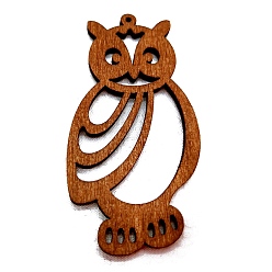 Brown Wood Big Pendants, for Earring Jewelry Making, Owl, Brown, 60~70x2mm