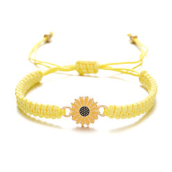 Yellow Handmade Sunflower and Daisy Couple Bracelet, Fashionable Handcrafted Friendship Bracelet