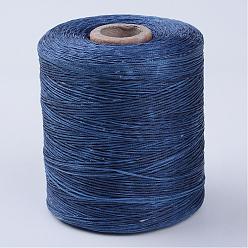 Blue Eco-Friendly Waxed Polyester Cord, Blue, 1mm, about 109.36 yards(100m)/roll