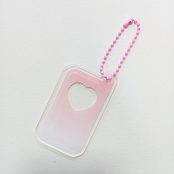 Pink Gradient Acrylic Disc Pendant Decoration, with Ball Chains, for DIY Keychain Pendant Ornaments, Mobile Phone Shape, Pink, 70x40mm