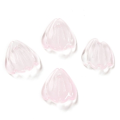 Pink Spray Painted Transparent Glass Pendants, Petaline Charms, Pink, 16x15x3.5mm, Hole: 1.2mm
