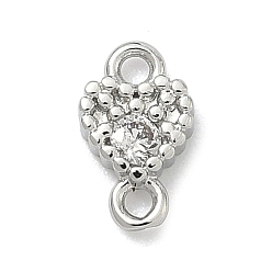 Прозрачный Подвески-сердечки с кубическим цирконием из латуни, без кадмия и без свинца, долговечный, стойки покрытие, платина, прозрачные, 7x4.5x1.5 мм, отверстие : 1 мм