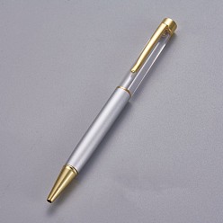 Silver Creative Empty Tube Ballpoint Pens, with Black Ink Pen Refill Inside, for DIY Glitter Epoxy Resin Crystal Ballpoint Pen Herbarium Pen Making, Golden, Silver, 140x10mm
