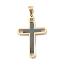 (52) Непрозрачная лаванда 304 подвески из нержавеющей стали, амулет двойного креста, вакуумные покрытия, долговечный, разноцветные, 42x27.5x3 мм, отверстие : 7x4 мм