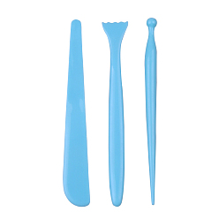 Light Blue Plastic Clay Tools Carving Modeling Tool Set, Dual-Ended Design Pottery Tools, Light Blue, 13cm, 3pcs/set