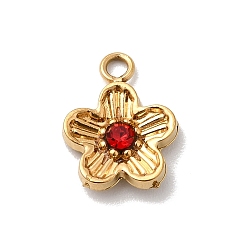 Светло-сиамский 304 подвески из нержавеющей стали со стразами, , ионное покрытие (ip), реальный 18 k позолоченный, Light Siam, 12x10x2.5 мм, отверстие : 1.6 мм