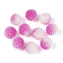Фуксин Имитация жемчуга акриловые, Берри бисера, комбинированные бисером, круглые, фуксиново-красные, 15.5 мм, отверстие : 2.5 мм, около 200 шт / упаковка