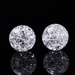Clear Transparent Crackle Style Acrylic Beads, Round, Clear, 12mm, Hole: 2mm, about 520pcs/500g
