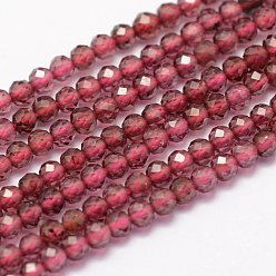 Garnet Natural Garnet Beads Strands, Faceted, Round, 2mm, Hole: 0.4~0.5mm, about 181~210pcs/strand, 15.4 inch(39.2cm)