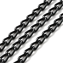 Black Oxidation Aluminum Faceted Curb Chains, Diamond Cut Chains, Unwelded, with Spool, Black, 6.5x3.5x1mm, about 328.08 Feet(100m)/Roll