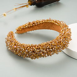 coffee color Colorful Crystal Beaded Headband for Women, Fashionable and Stylish Hair Accessories