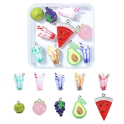 (52) Непрозрачная лаванда 10 стильные подвески из непрозрачной смолы, с железной петлей с платиновым покрытием, разнообразные, разноцветные, 16~32.5x14~23x6~13 мм, отверстие : 1.8~2 мм, 1 шт / стиль