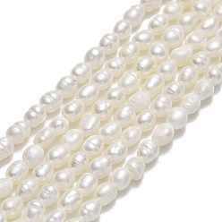 Lin Brins de perles de culture d'eau douce naturelles, riz, linge, 4.5~5x2.5~3mm, Trou: 0.5mm, Environ 85~88 pcs/chapelet, 14.17''~14.56" (36~37 cm)