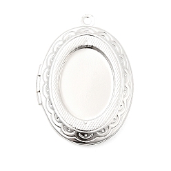 Серебро Стойки обшивки латунь медальона подвески, кабошон настройки, долговечный, овальный шарм, серебряные, 33.5x24x5 мм, внутренний диаметр: 23.5x16 мм