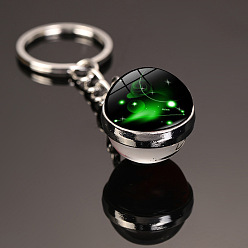 Aries 12 Constellation Luminous Glass Ball Pendant Keychain, Glow in The Dark, with Alloy Findings, for Car Key Bag Pendant Accessories, Aries, Pendant: 2cm