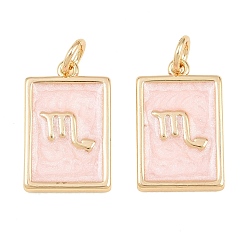 Scorpio Brass Enamel Pendants, Rectangle Charms, Rack Plating, Cadmium Free & Lead Free, Long-Lasting Plated, Golden, Scorpio Charms, 17.5x11x2mm, Hole: 3mm